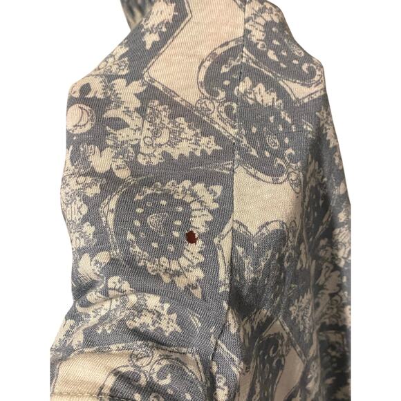 Free People Mimi Tunic Top Small Blue White Linen Blend Tank Flowy Loose Boho - Picture 10 of 12